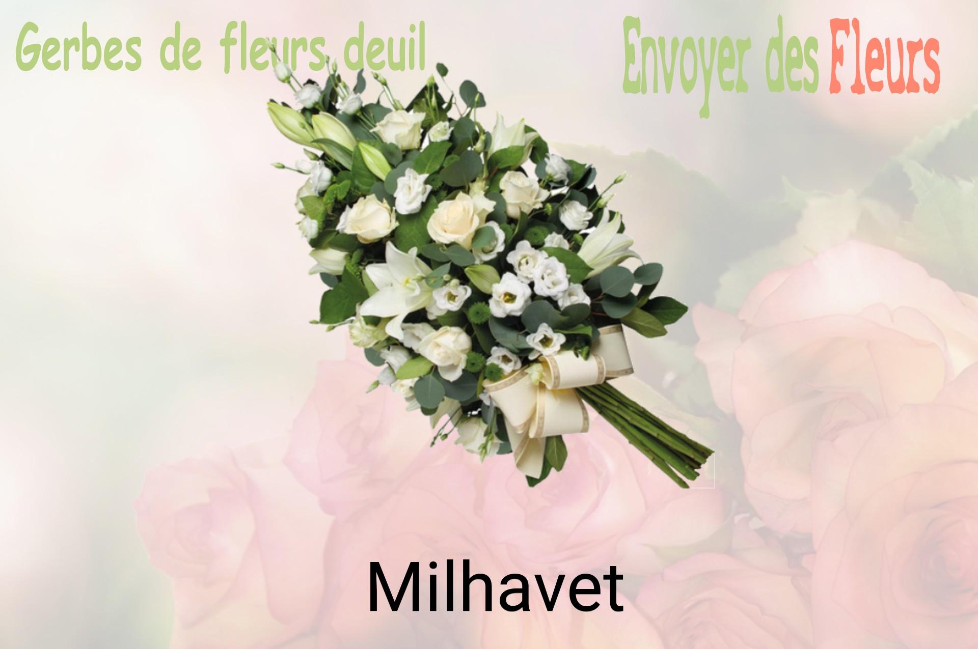 Gerbe de fleurs de deuil livrée à Milhavet